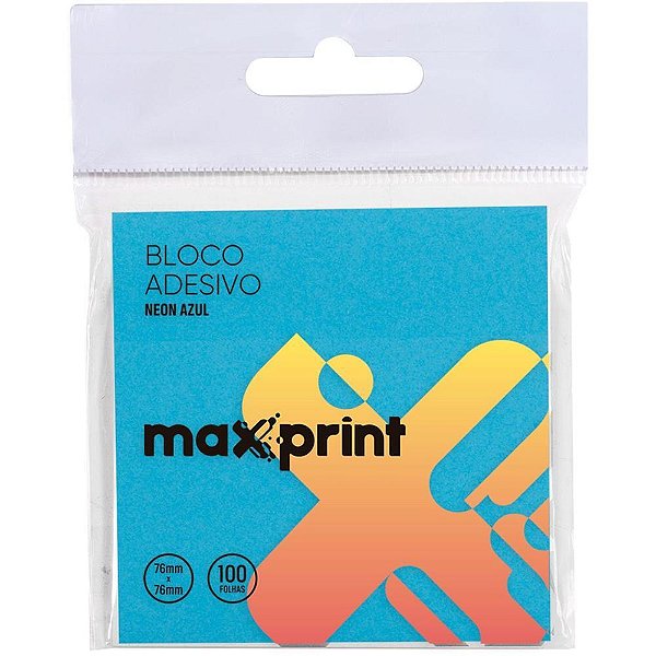 Bloco de Recado Autoadesivo 76X76MM Azul Neon - 100 Folhas
