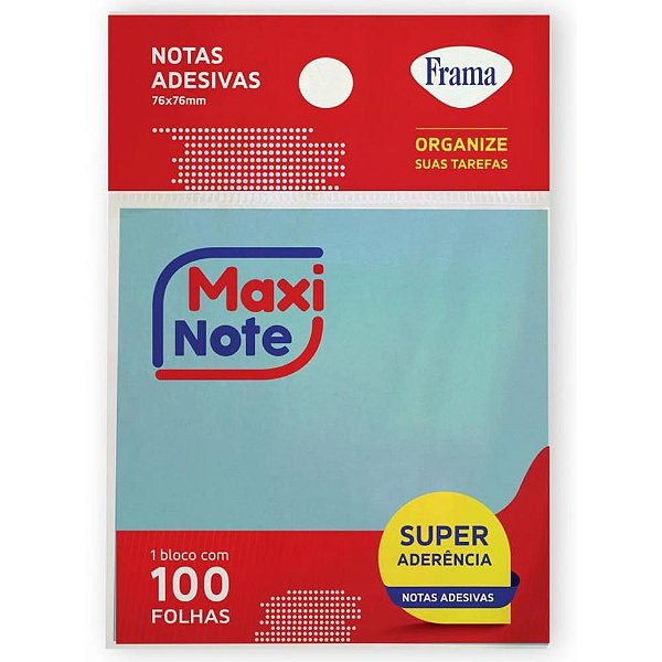 Bloco de Recado Autoadesivo 76X76MM Maxi Azul 100FLS