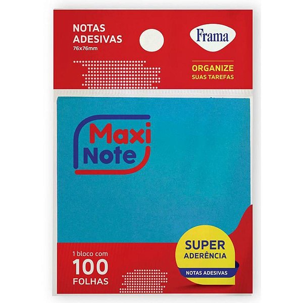 Bloco de Recado Autoadesivo 76X76MM Maxi Azul Neon 100FLS