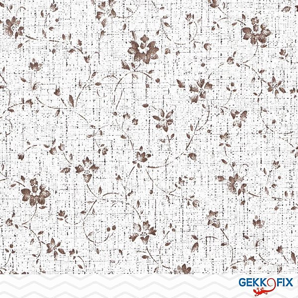 Papel de Parede Plástico Adesivo 45CM X 15M Flores Vintage Marrom