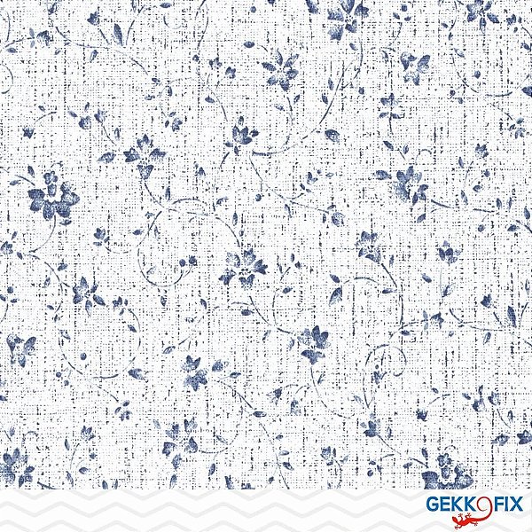 Papel de Parede Plástico Adesivo 45CMX15M Flores Vintage Azul