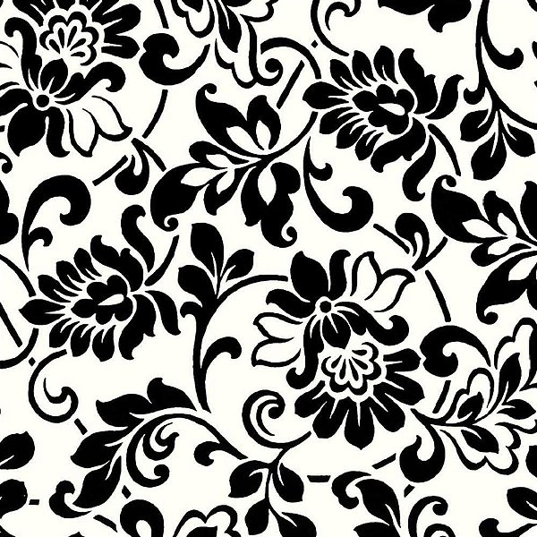 Papel de Parede Plástico Adesivo 45CMX15M Arabesco Branco e Preto