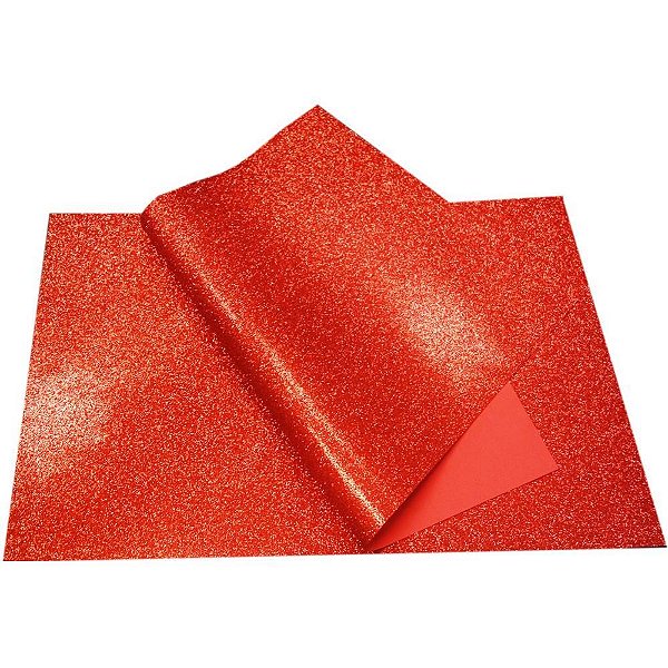 Placa em EVA com Glitter 40X60CM Vermelho - Pacote com 5 Unidades