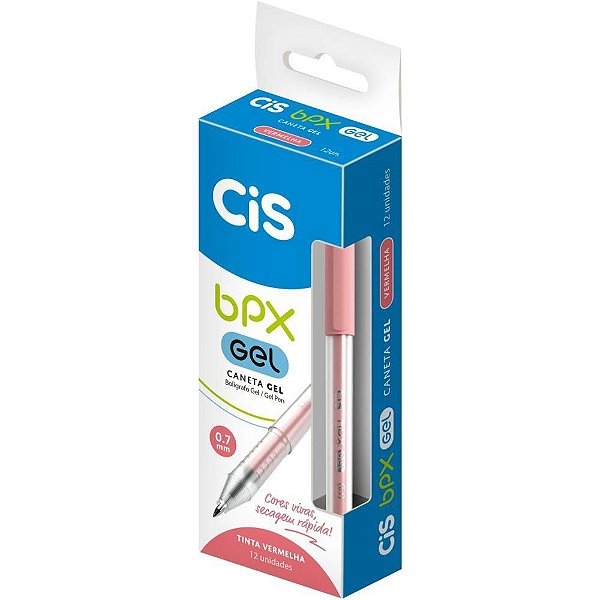 Caneta GEL CIS BPX GEL 07MM Vermelha CX com 12