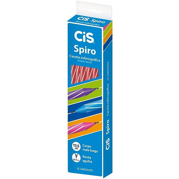 Caneta Esferográfica CIS Spiro 0,7MM Vermelha - Caixa com 12 Unidades