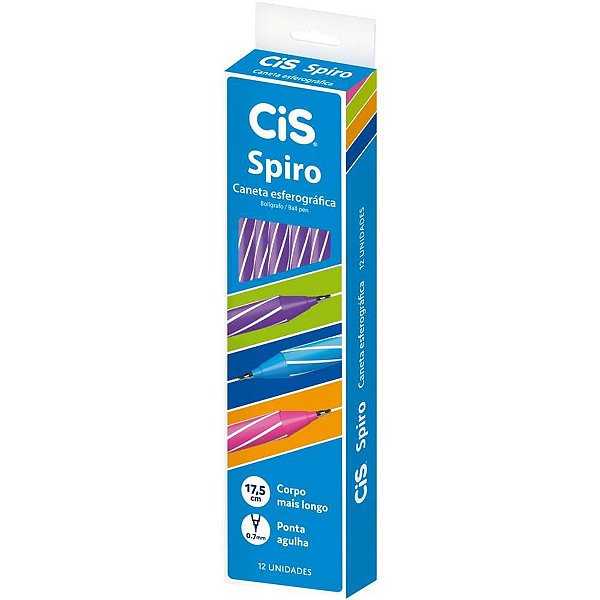 Caneta Esferográfica CIS Spiro 0,7MM Roxa - Caixa com 12
