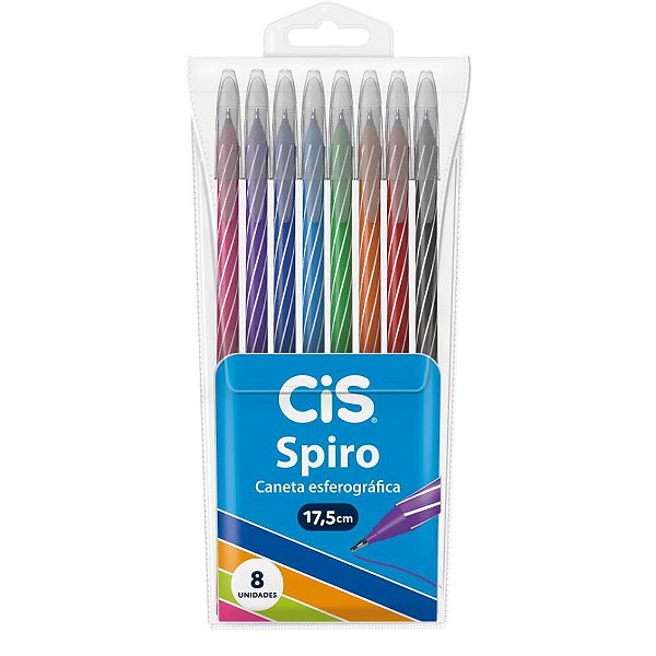 Caneta Esferográfica CIS Spiro 0,7MM 8 Cores