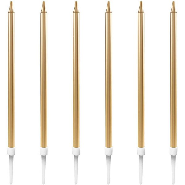 Vela para Aniversário Palito Dourada Grande 13CM BLCOM 06