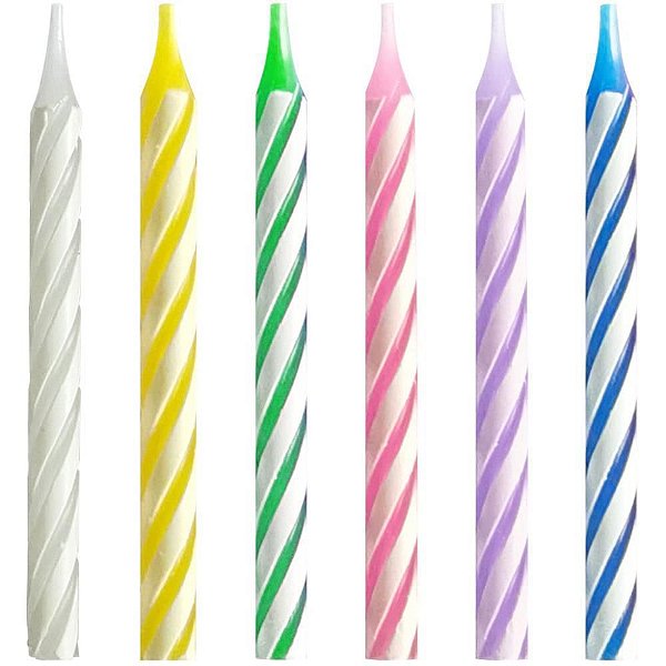 Vela para Aniversário Palitinho Espiral Colors 24 Unidades - Caixa com 12