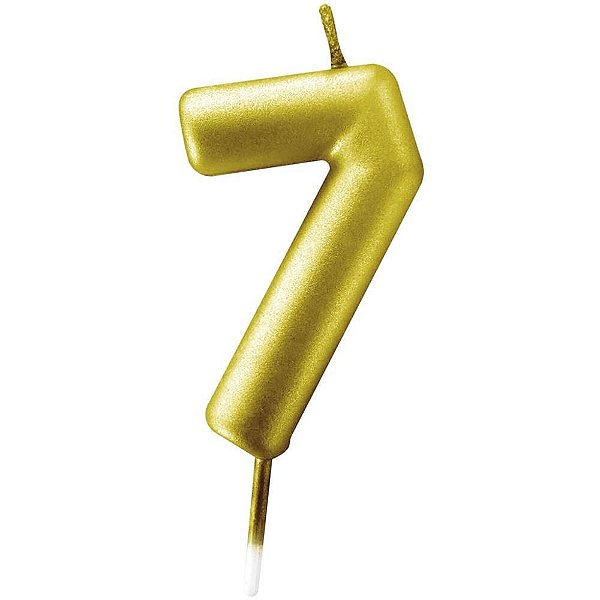 Vela para Aniversário N07 Metalizada Ouro 6CM Caixa com 12
