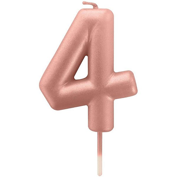 Vela para Aniversário N04 Rose GOLD Metalizada 6CM CX com 12