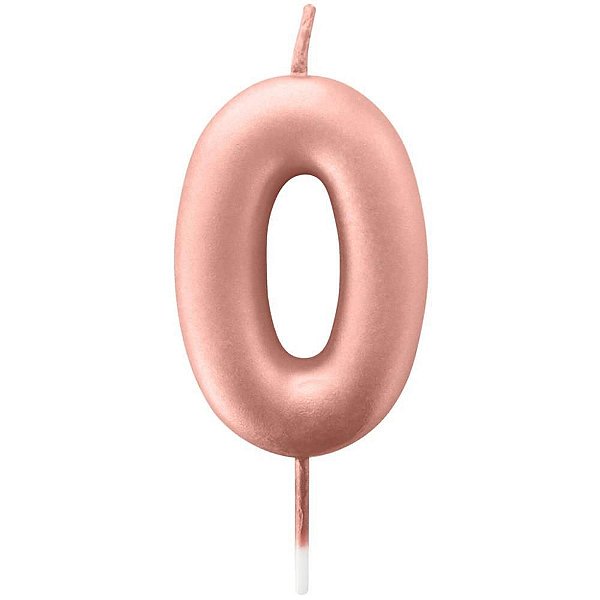 Vela para Aniversário N00 Rose GOLD Metalizada 6CM CX com 12