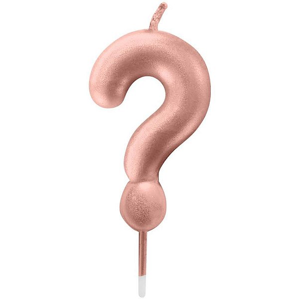 Vela para Aniversário Interrogação Rose GOLD Metaliz CX com 12