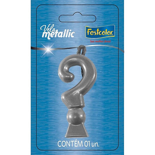 Vela para Aniversário Interrogação Prata Metallic CX com 10
