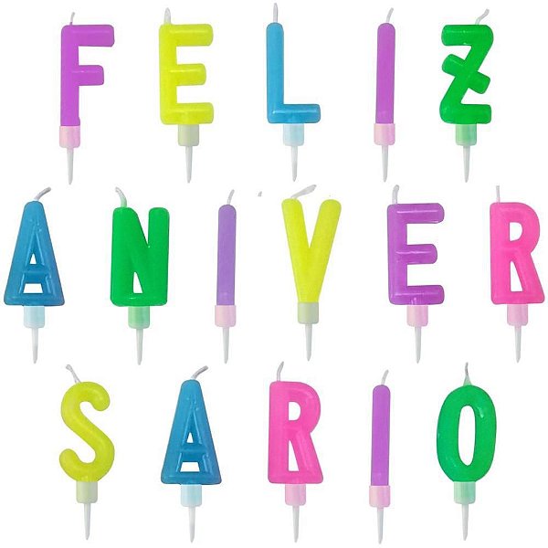 Vela para Aniversário Feliz Aniversário Color 2,5CM
