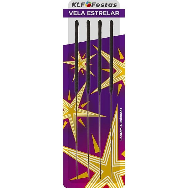 Vela para Aniversário Estrelar com 4 Unidades, Pacote com 10