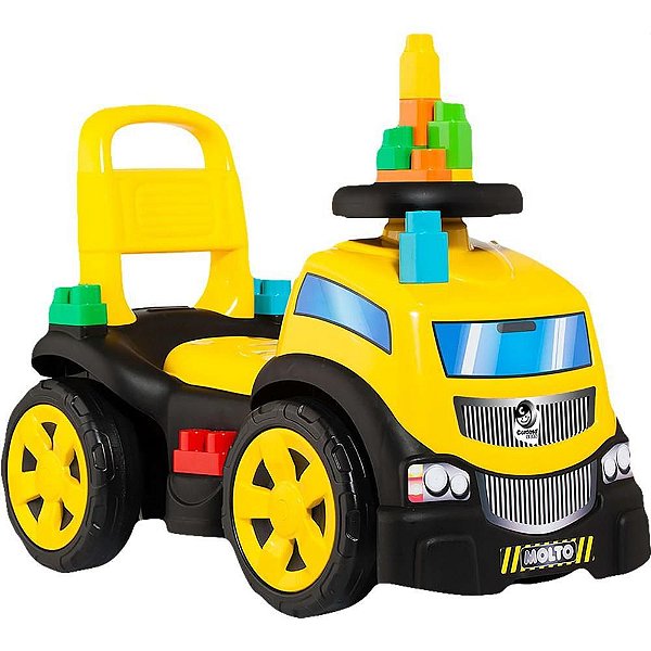 Veículo para Bebê TRUCK Ride ON com Blocos Amarelo