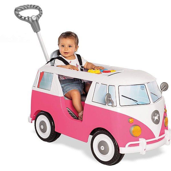 Veículo para Bebê Kombina Rosa com SOM, ATÉ 30KG