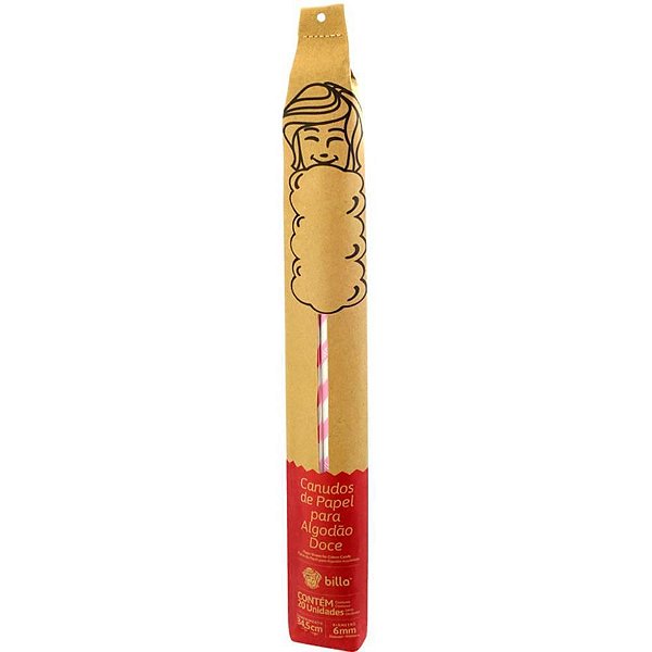 Vareta para Doce Algodão DOCE34,5X6MM RSEM BC PAP PCT com 20