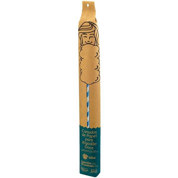 Vareta para Doce Algodão DOCE34,5X6MM AZ/BC PAP PCT com 20