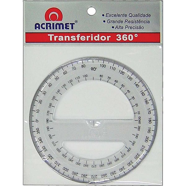 Transferidor de Poliestireno 360 Graus - Pacote com 6 Unidades