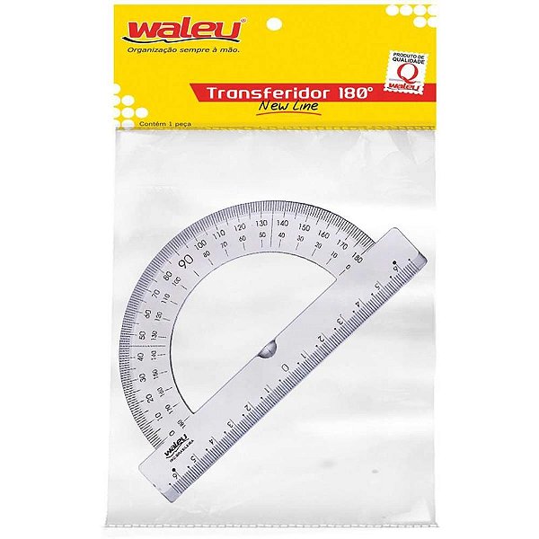 Transferidor Poliestireno 180 Graus Cristal Pacote com 10