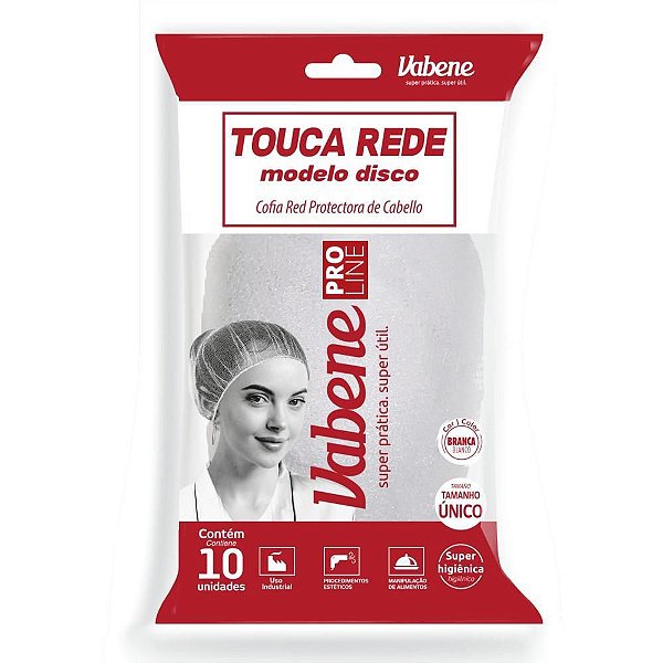 Touca Descartável Rede 20CM 100% NYLON Branca PCT com 10