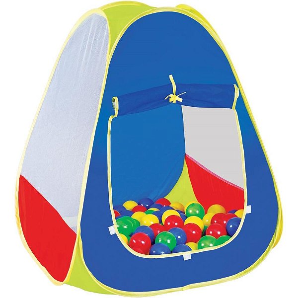 Toca BALL com 40 Bolinhas Tenda Infantil em Tecido Colorido