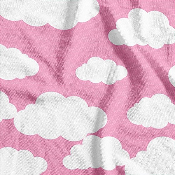 TNT Estampado Nuvem BABY Rosa 1,40M 40G Rolo com 25M