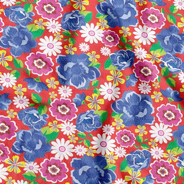 TNT Estampado 1,40M 40G Chita Vermelho - Rolo de 25 Metros