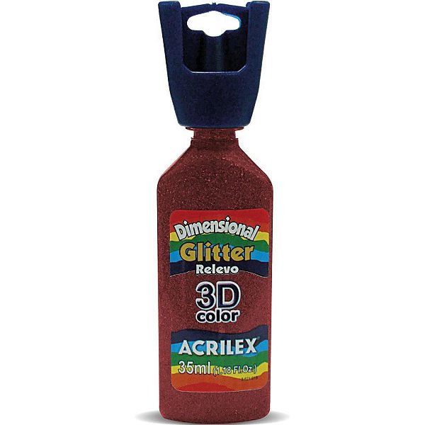 Tinta Relevo Dimensional 3D Glitter Vermelho 35ML - Pacote com 06 Unidades