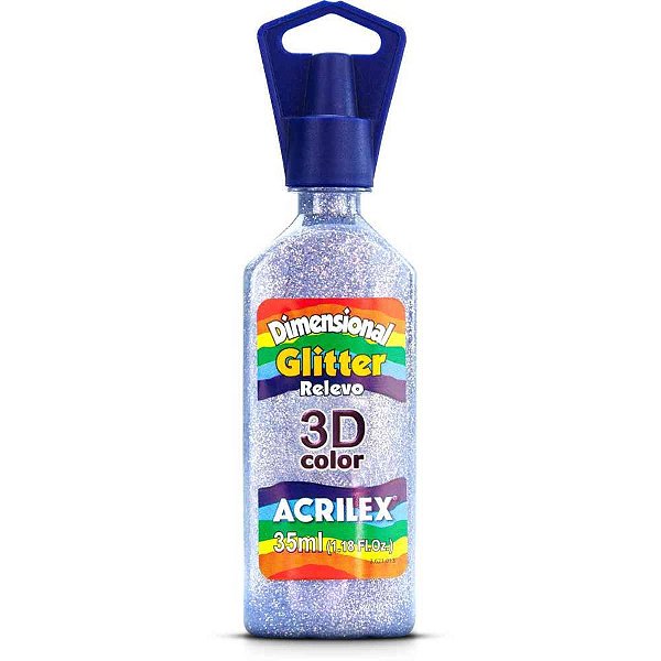 Tinta Relevo Dimensional Glíter Prata 35ML - Pacote com 6