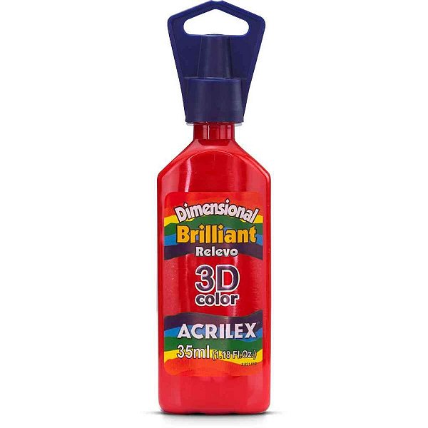 Tinta Relevo Dimensional Brilhante Vermelho Fogo 35ML Pacote com 06