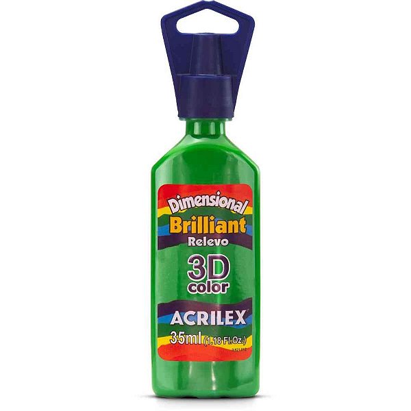 Tinta Relevo Dimensional Brilhante Verde Musgo 35ML Pacote com 6