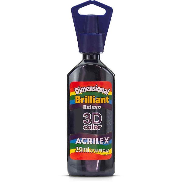 Tinta Relevo Dimensional Brilhante Preto 35ML - Pacote com 06
