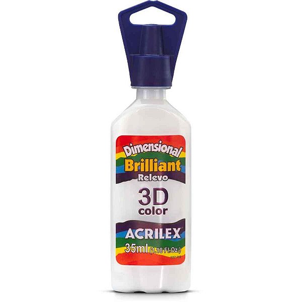 Tinta Relevo Dimensional Brilhante Branco 35ML - Pacote com 06
