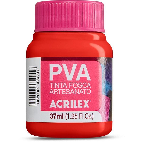 Tinta PVA 37ML Vermelho Fogo - Caixa com 12 Unidades