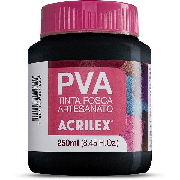 Tinta PVA Fosca para Artesanato 250ML Preto - Pacote com 03
