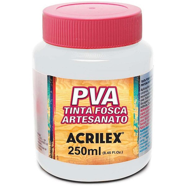 Tinta PVA Fosca para Artesanato 250ML Branco Pacote com 03
