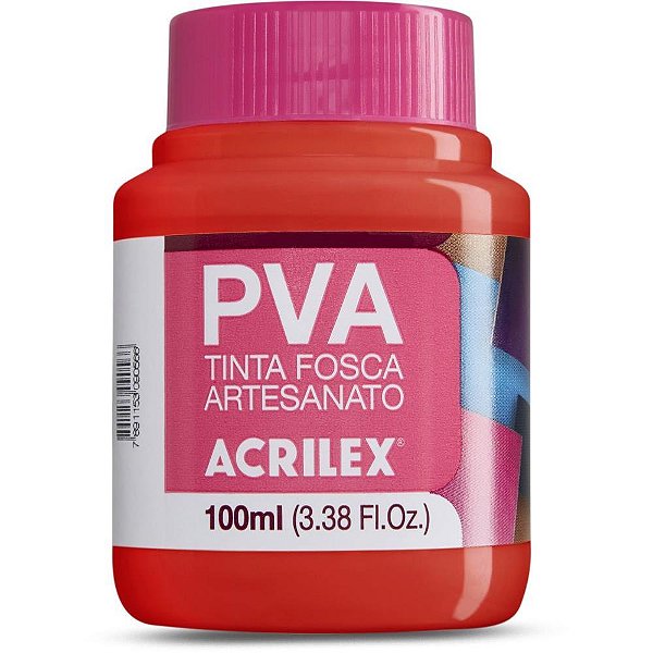 Tinta PVA 100ML Vermelho Fogo - Pacote com 06 Unidades