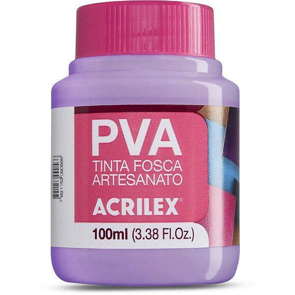 Tinta PVA Fosca para Artesanato Lilás 100ML - Pacote com 06 Unidades