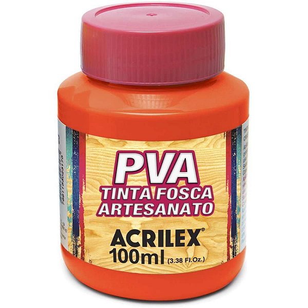 Tinta PVA 100ML Laranja - Pacote com 6 Unidades