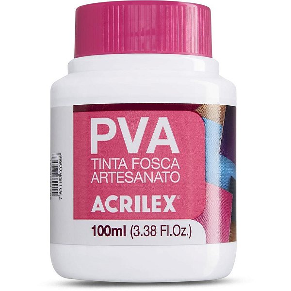 Tinta PVA Fosca para Artesanato 100ML Branco - Pacote com 6 Unidades
