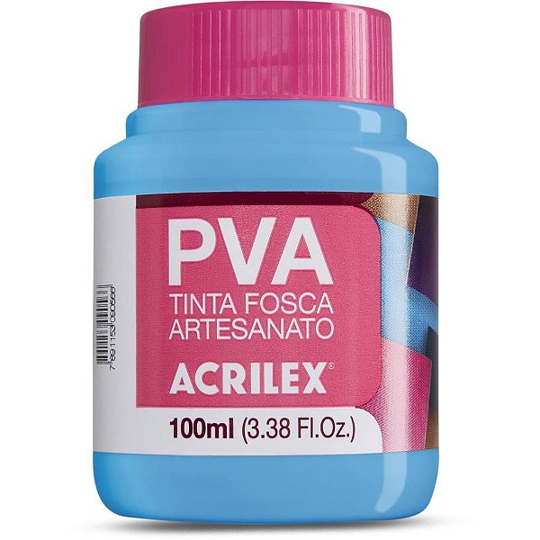 Tinta PVA Fosca 100ML Azul Celeste - Pacote com 6 Unidades