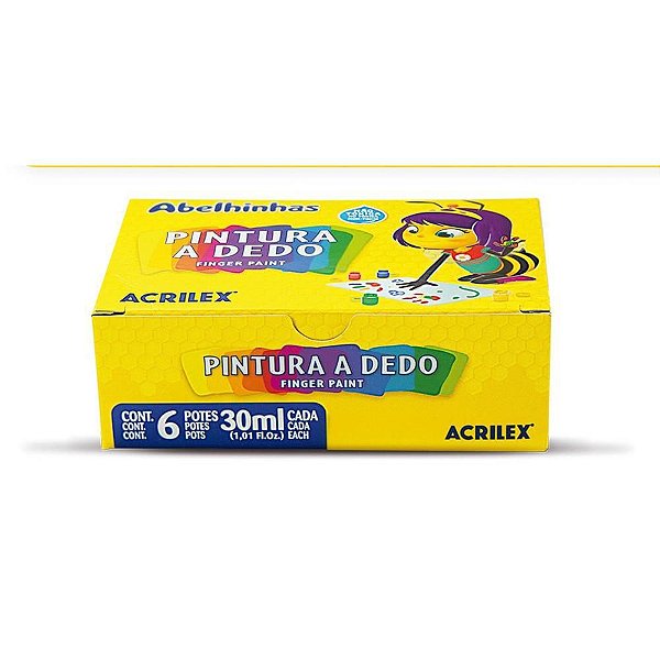 Tinta Pintura a Dedo 06 Cores 30ML Pacote com 12