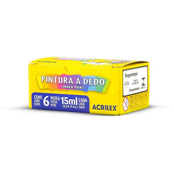 Tinta para Pintura a Dedo 06 Cores 15ML - Pacote com 06