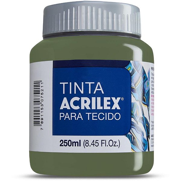 Tinta para Tecido Fosca Verde Oliva 250ML - Pacote com 3 Unidades