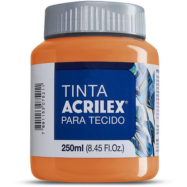 Tinta para Tecido Fosca 250ML Laranja Acrilex – Pacote com 3 Unidades