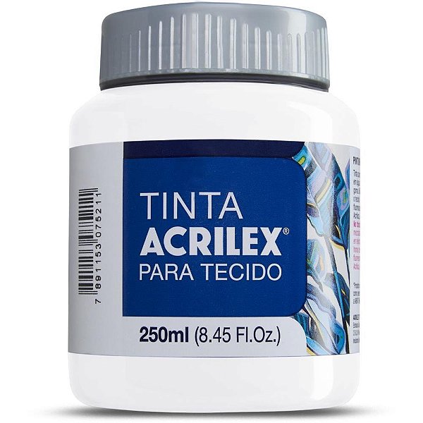 Tinta para Tecido Acrilex Fosca 250ML Branco - Pacote com 3 Unidades