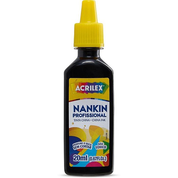 Tinta Nanquim Preta 20ML Acrilex com Bico Aplicador